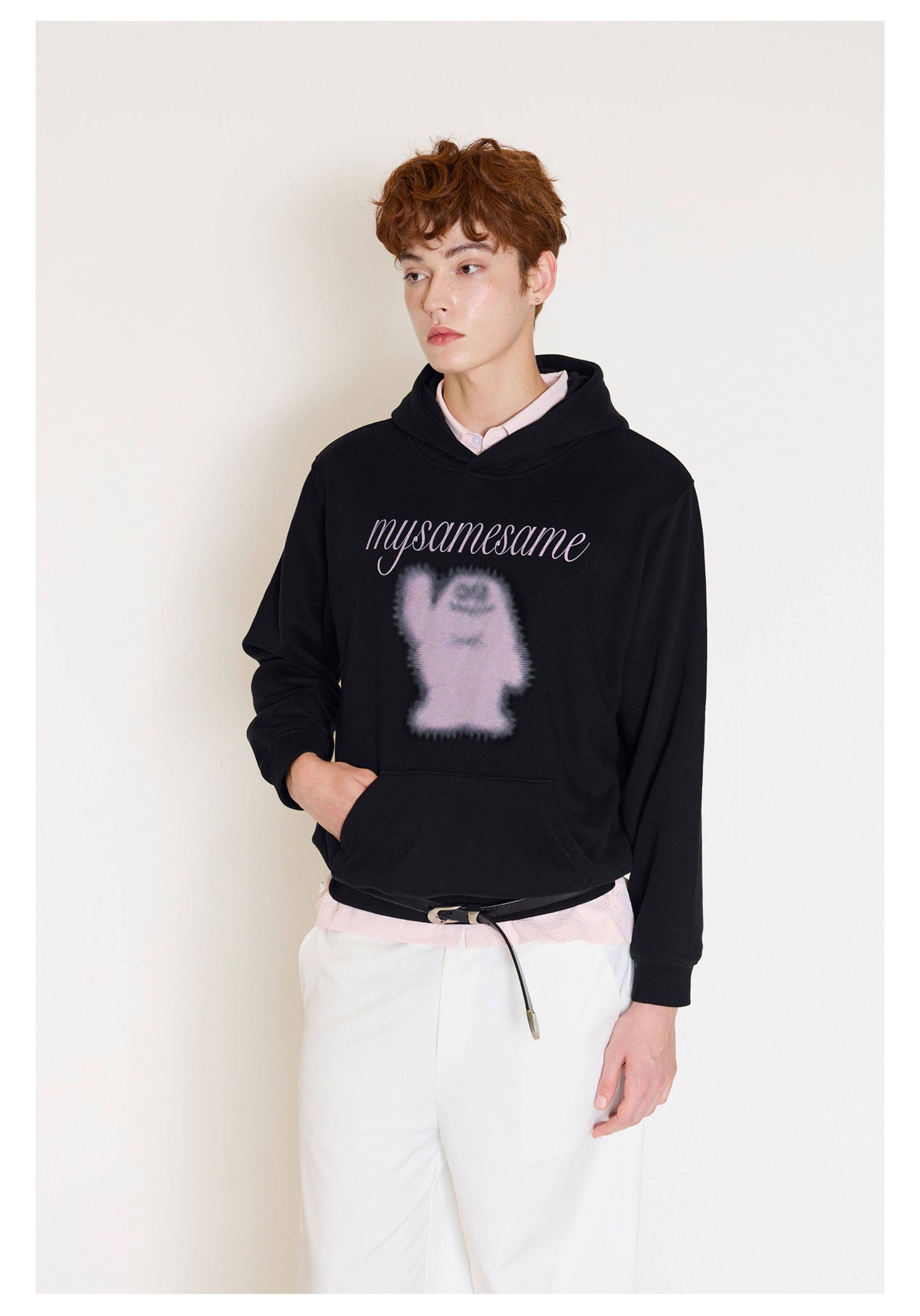 Logo Letter Monster Pattern Print Hoodies - Black