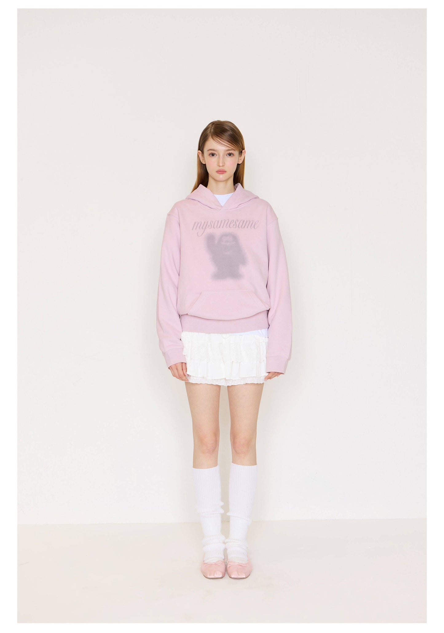 Logo Letter Monster Pattern Print Hoodies - Pink