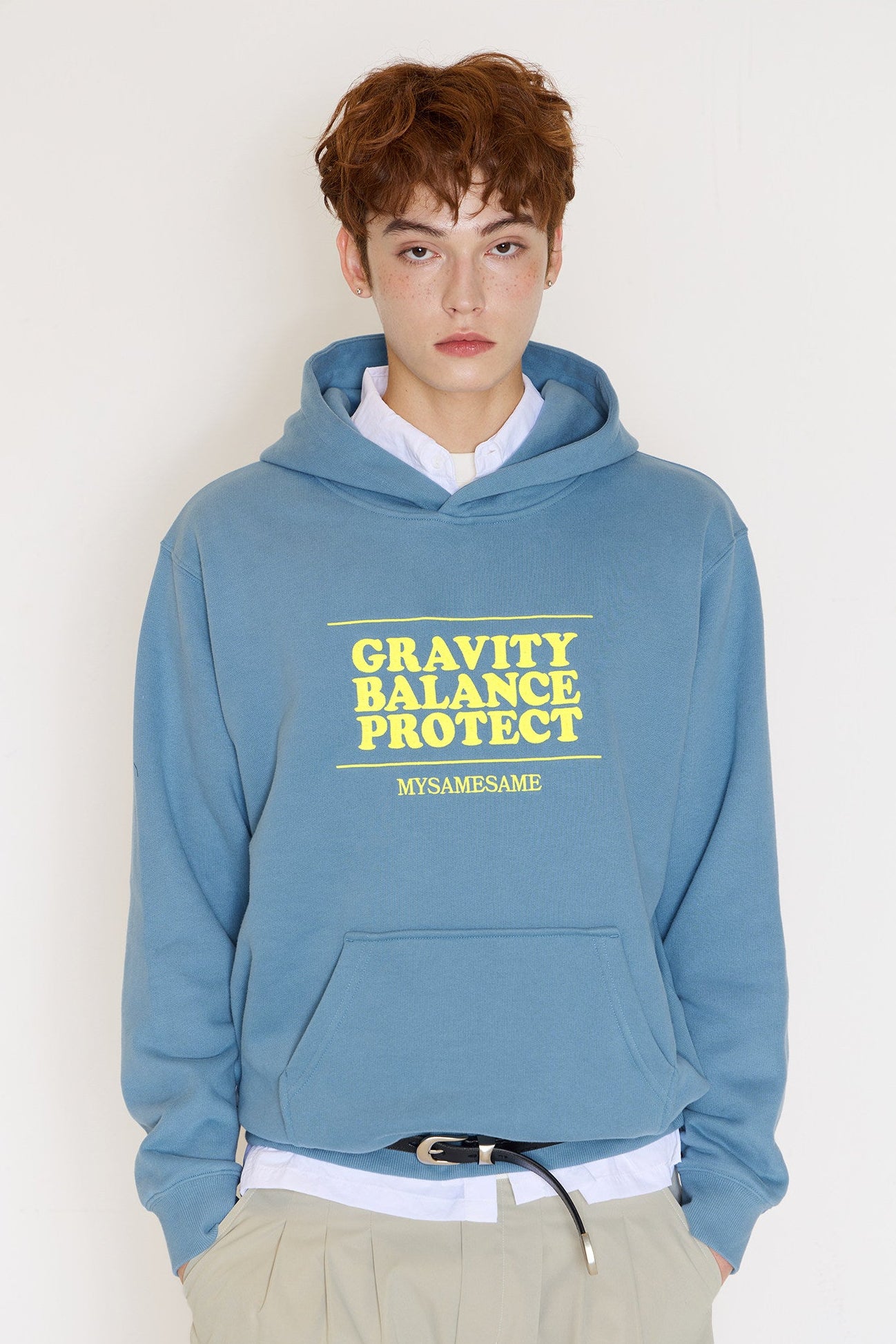 Embroidered Letters Hoodies - Blue