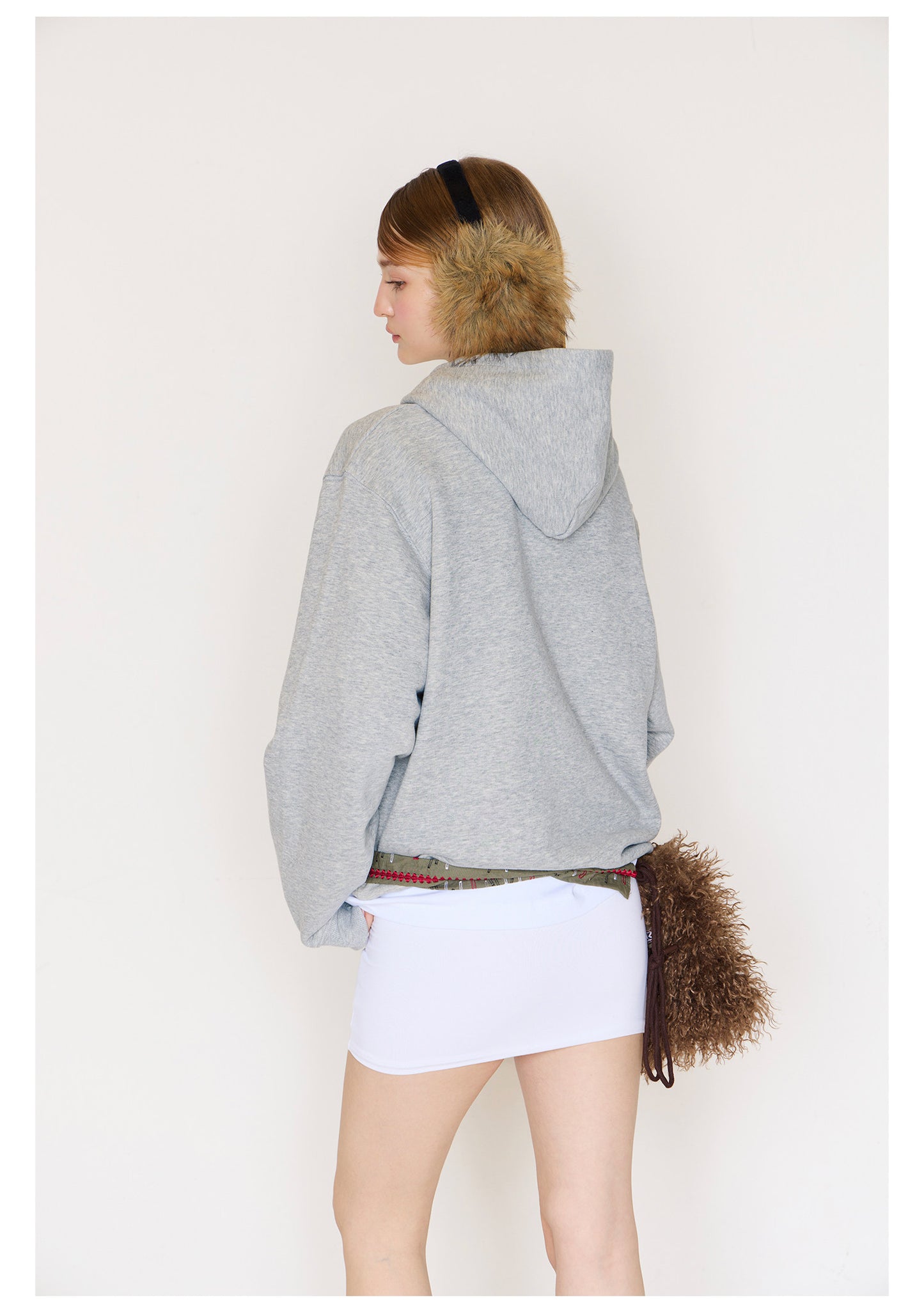 Graffiti Print Hoodies Women - Gray