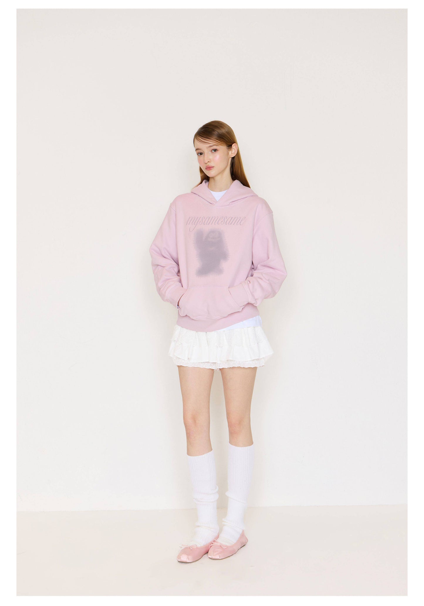 Logo Letter Monster Pattern Print Hoodies - Pink