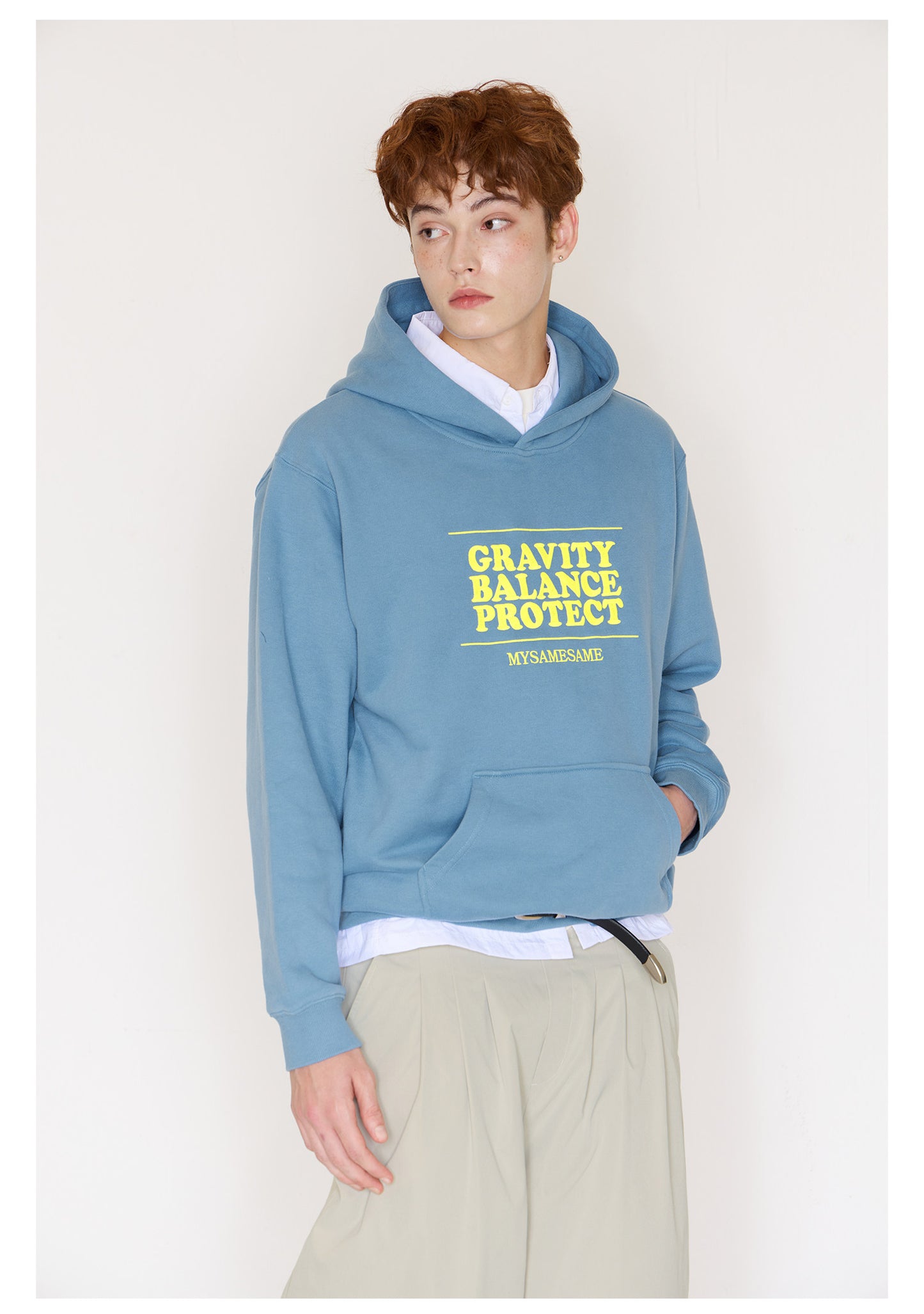 Embroidered Letters Hoodies - Blue