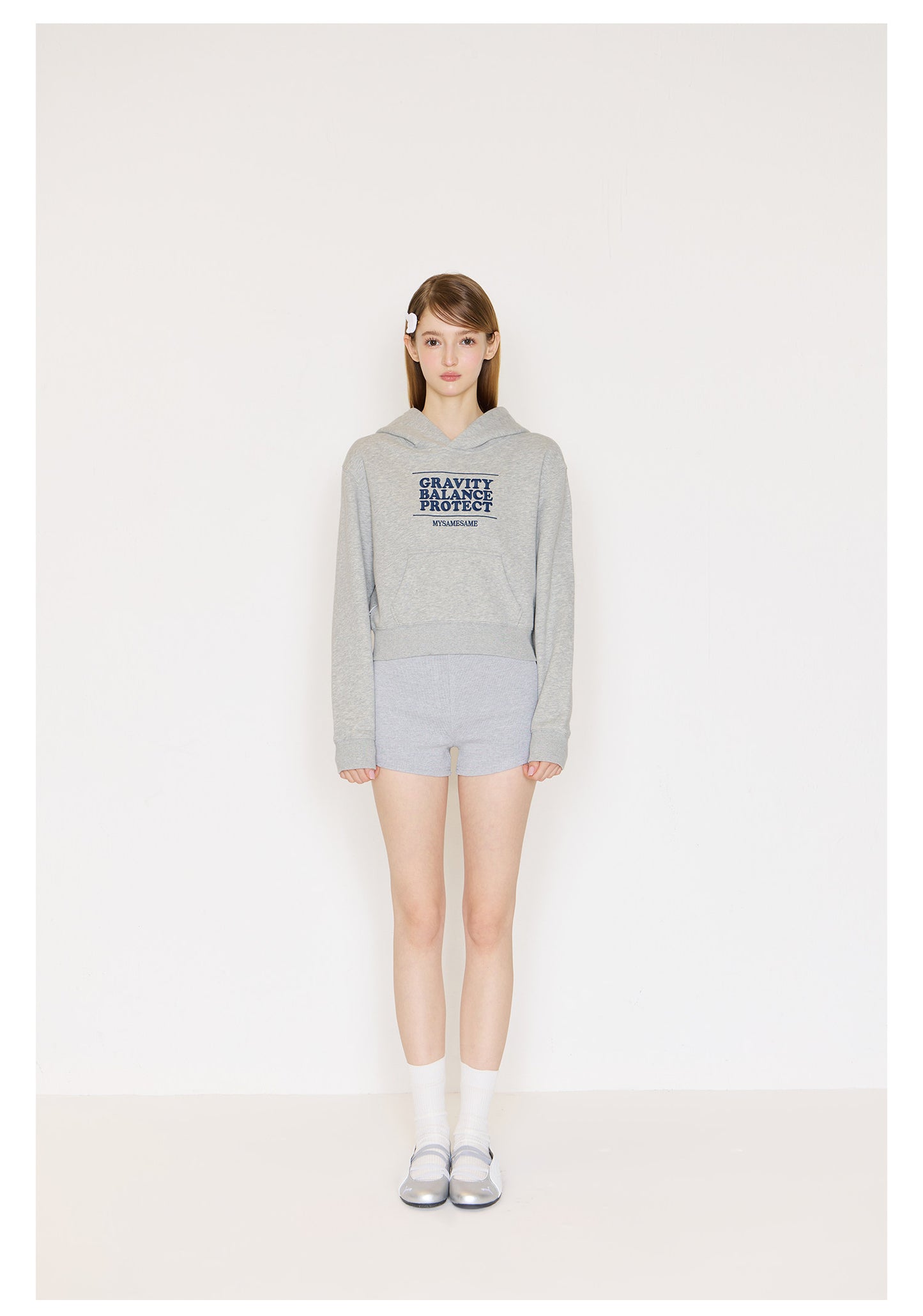 Embroidered Letters Hoodies - Light Gray