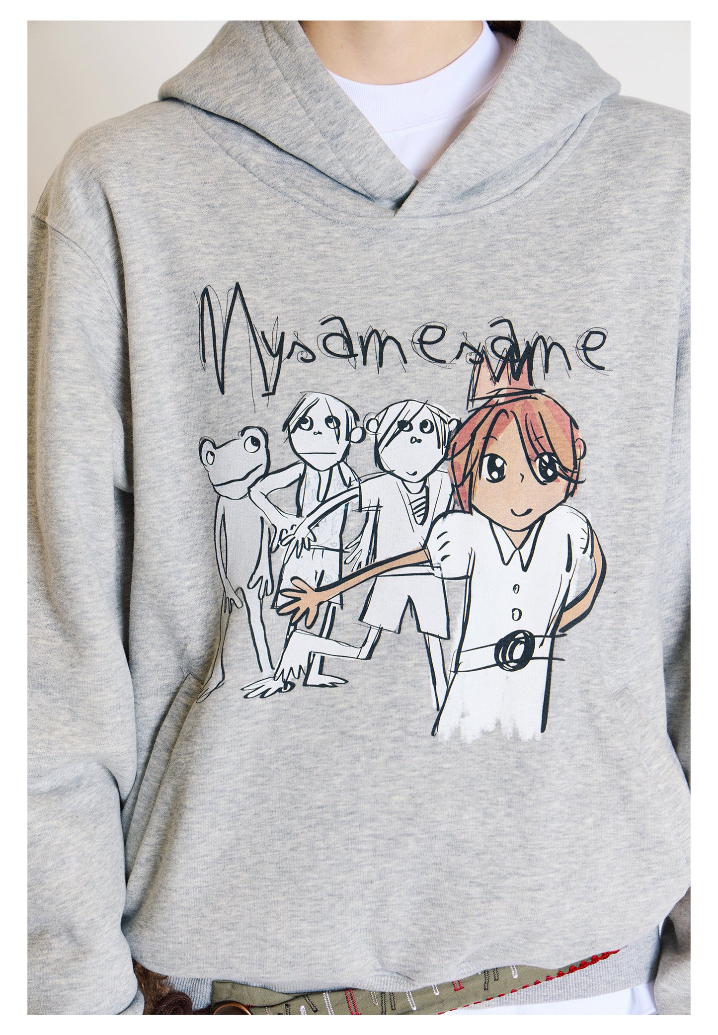Graffiti Print Hoodies Men - Gray