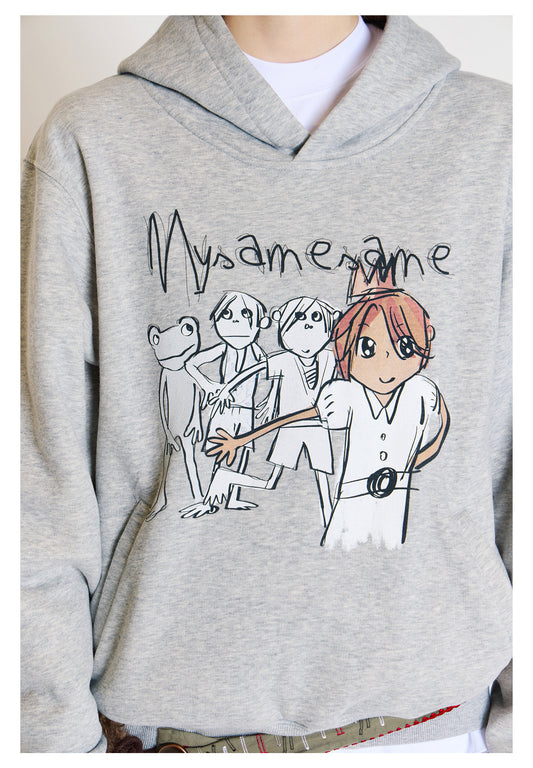 Graffiti Print Hoodies Men - Gray