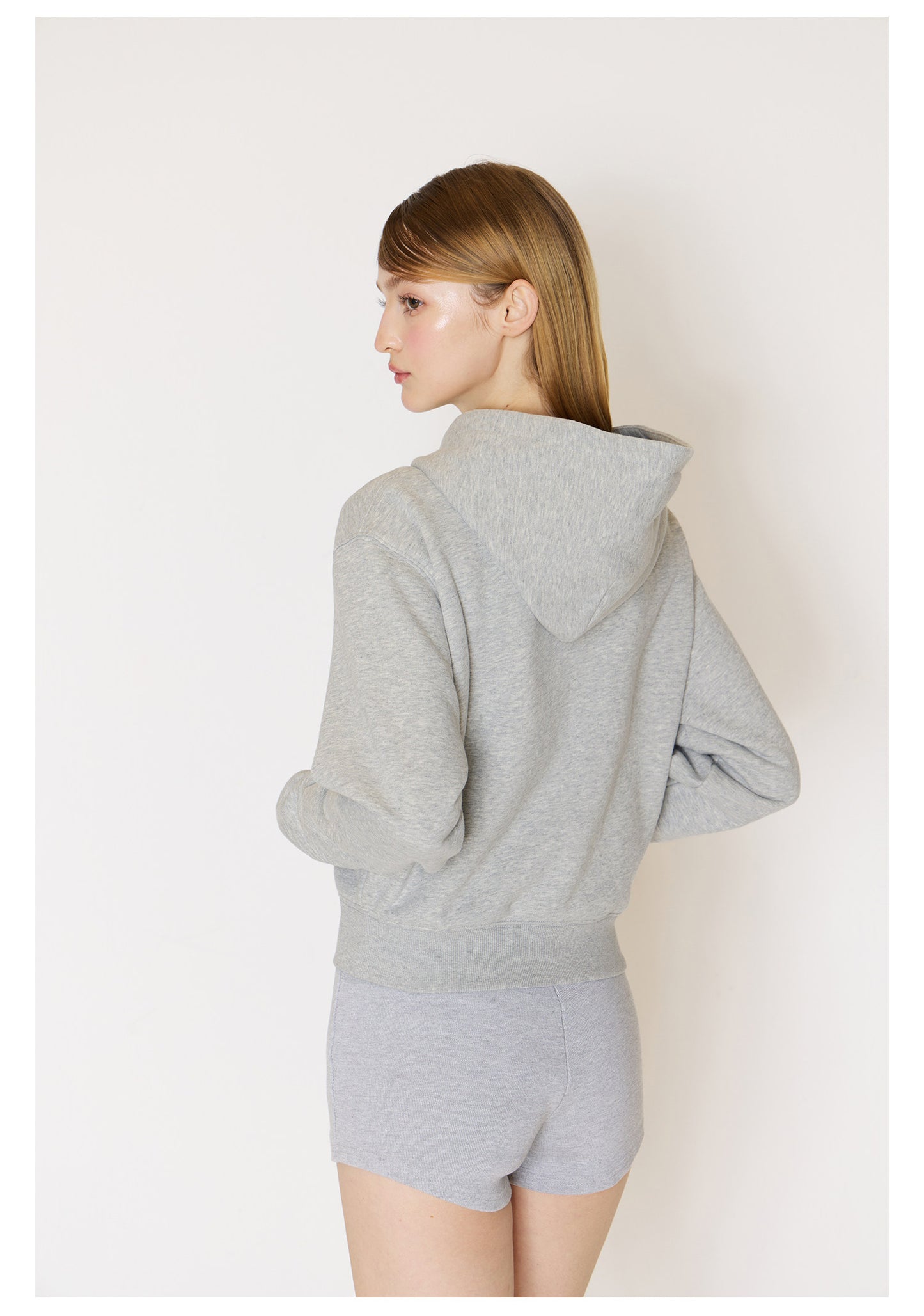 Embroidered Letters Hoodies - Light Gray