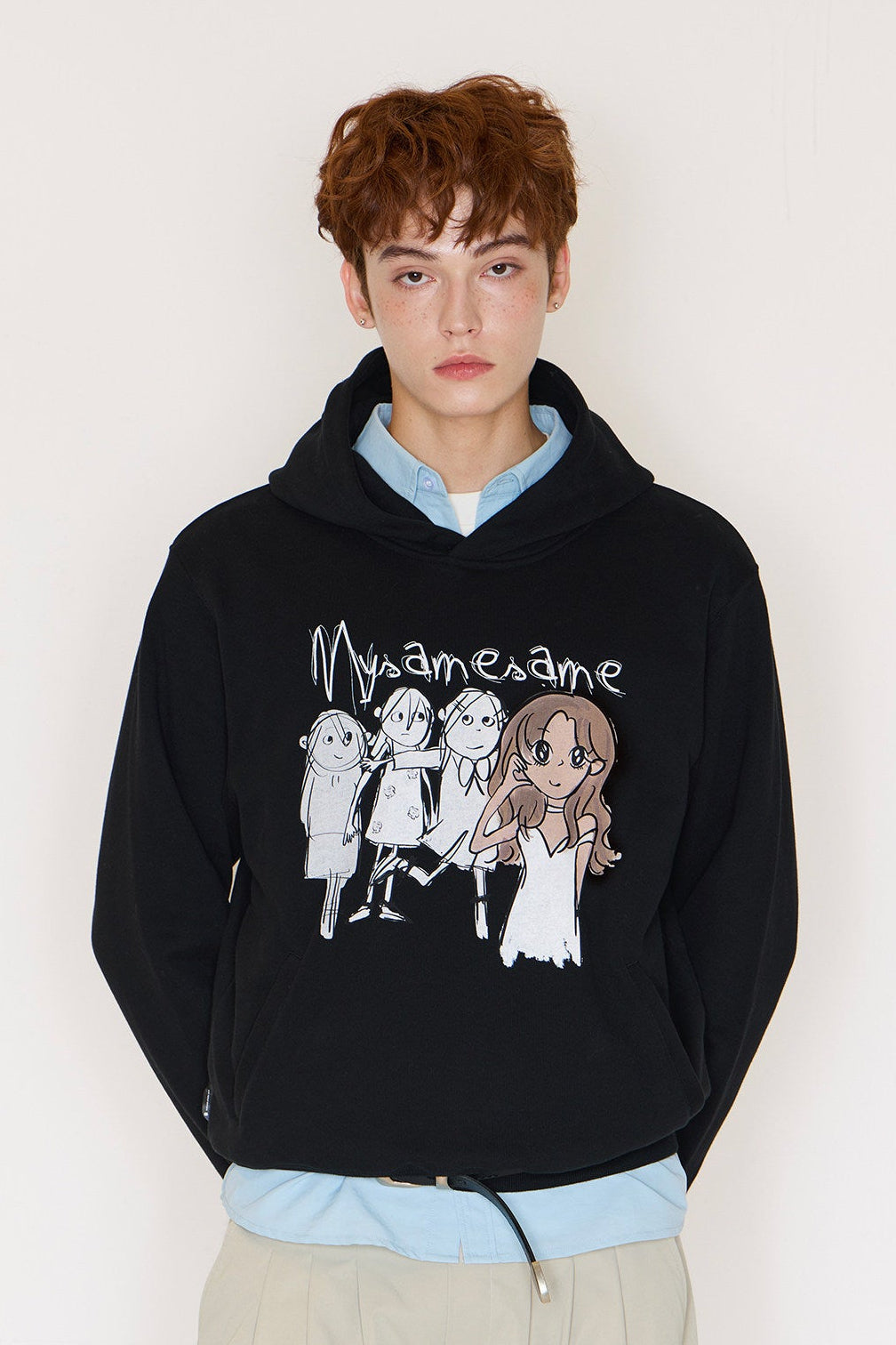 Graffiti Print Hoodies Men - Black