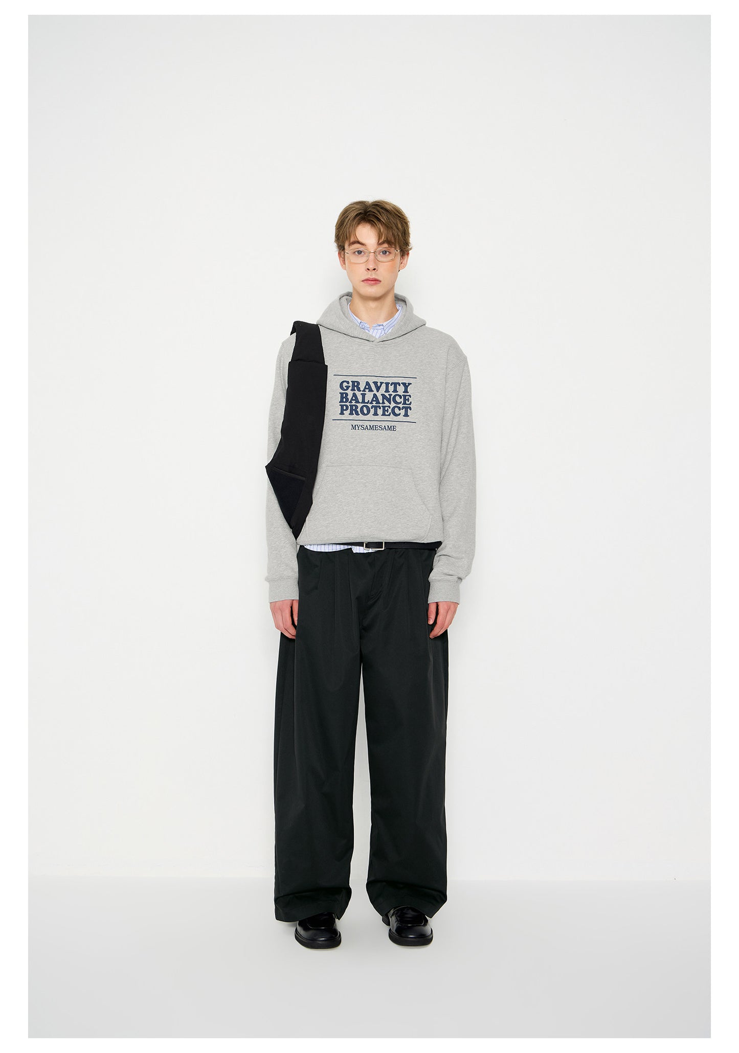 Embroidered Letters Hoodies - Light Gray