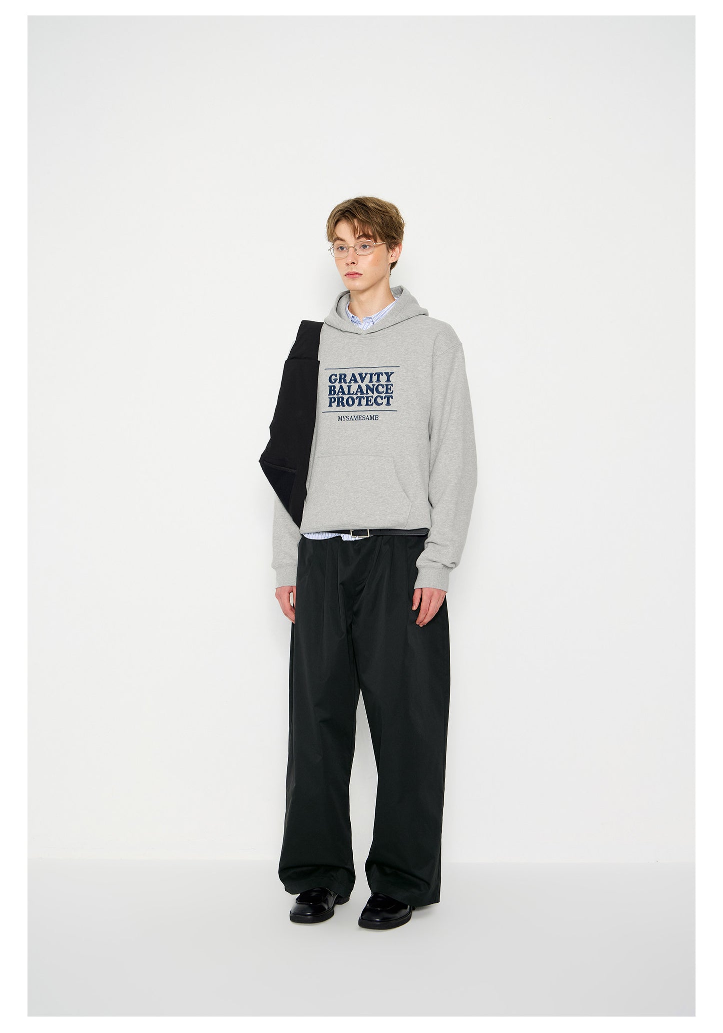 Embroidered Letters Hoodies - Light Gray
