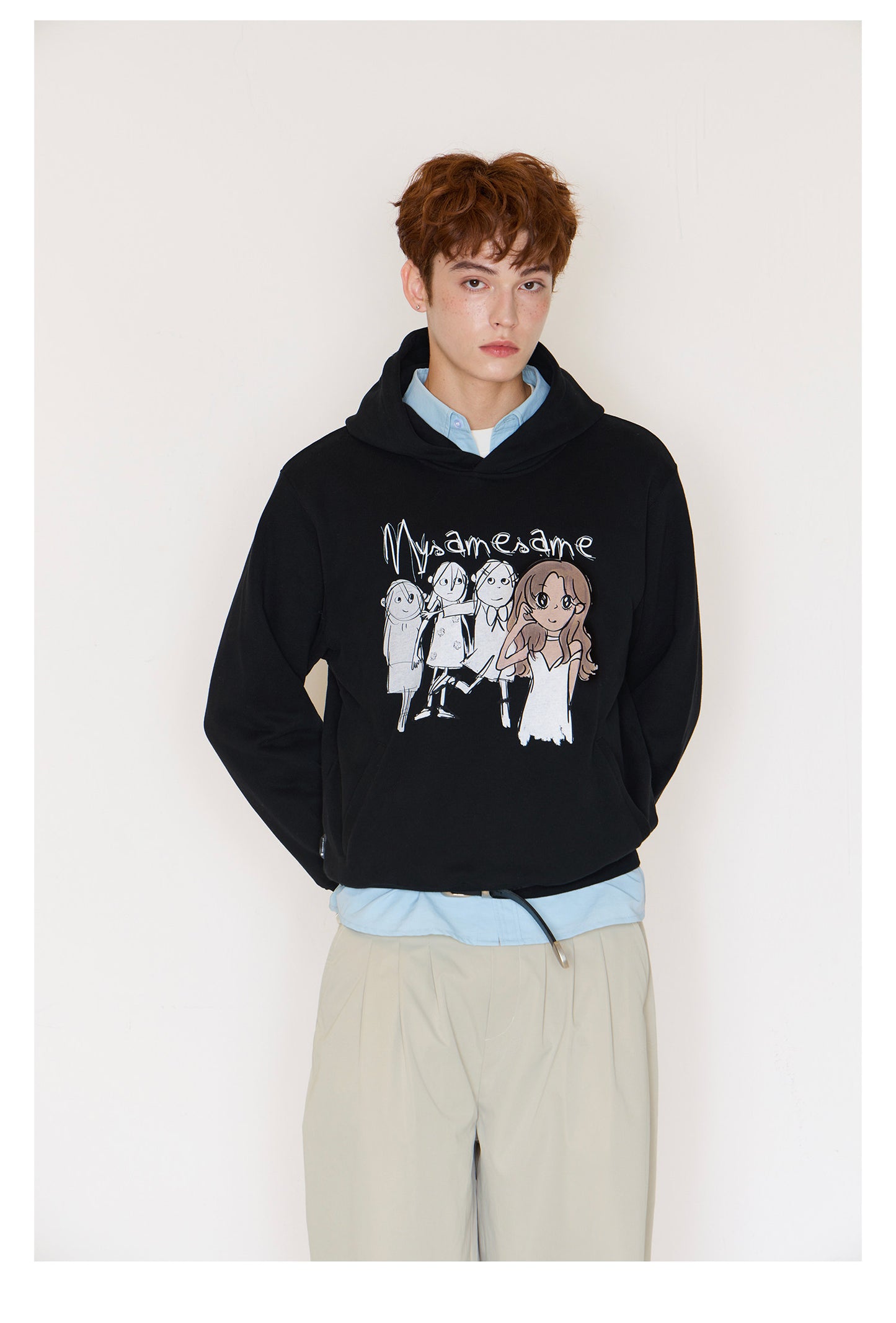 Graffiti Print Hoodies Men - Black