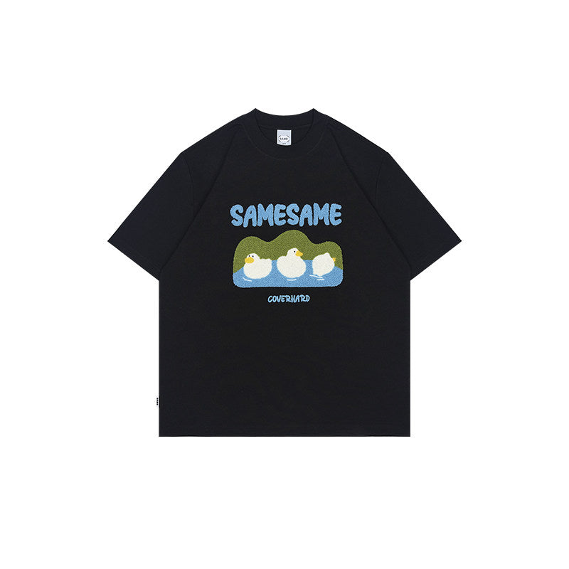 SAMESAME Logo Duck Embroidery T-shirt - Black