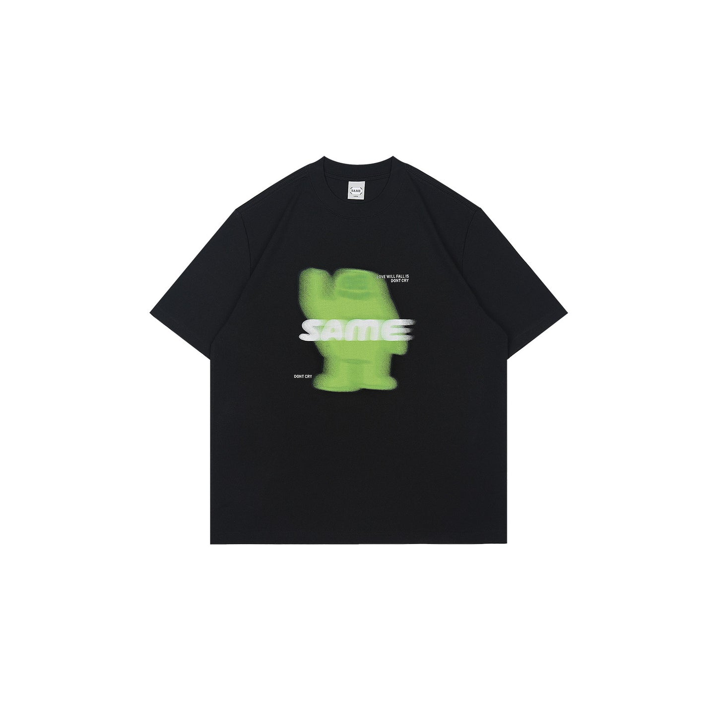 SAMESAME Logo Print Casual Graphic Tee - Black