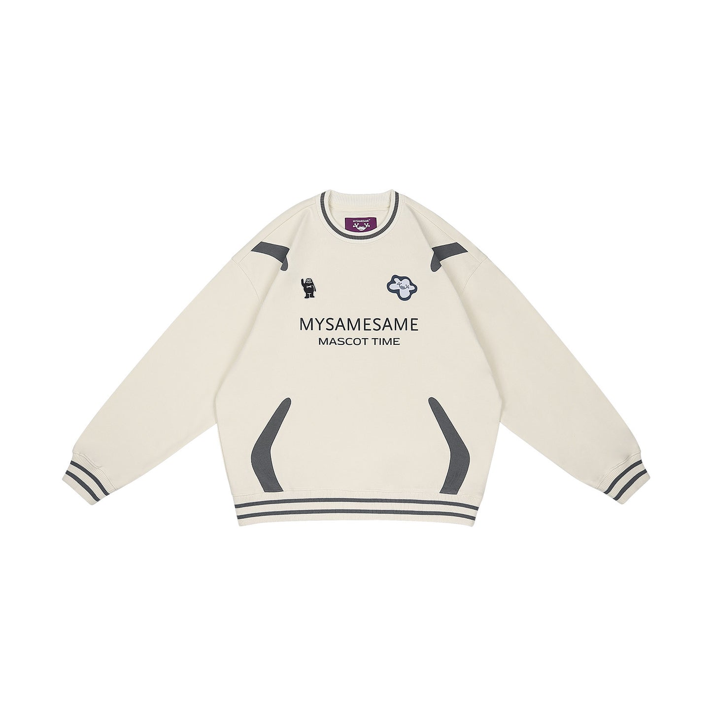 Cotton Embroidered Logo Round Neck Hoodies - Apricot