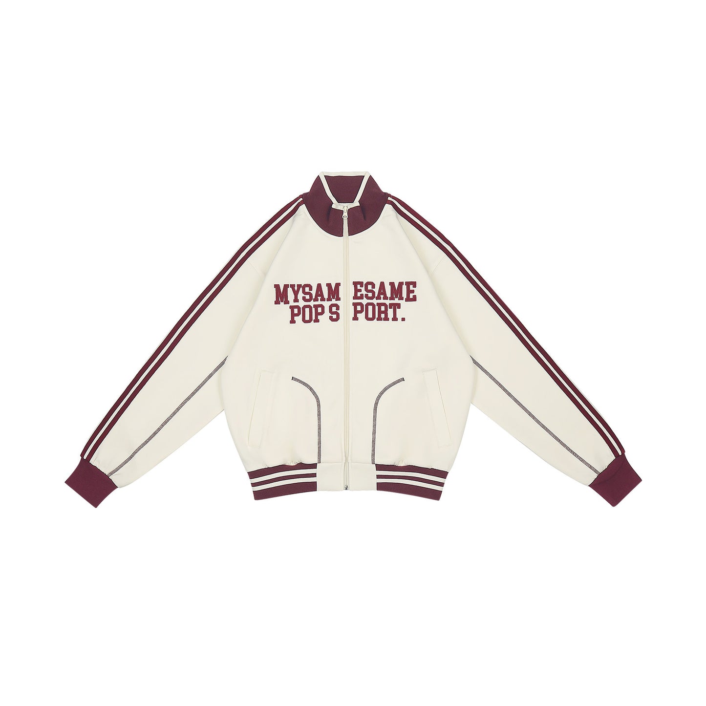 Contrast Color Letter Embroidery Sports Jacket - Apricot