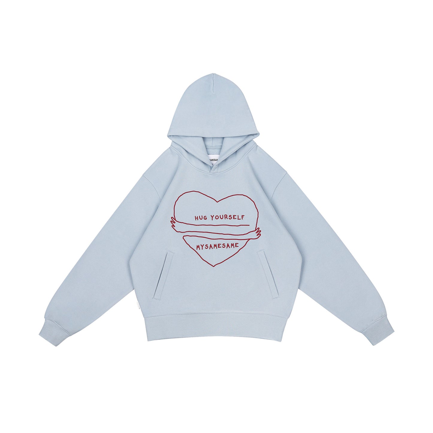 Love Embrace Print Hoodies - Blue