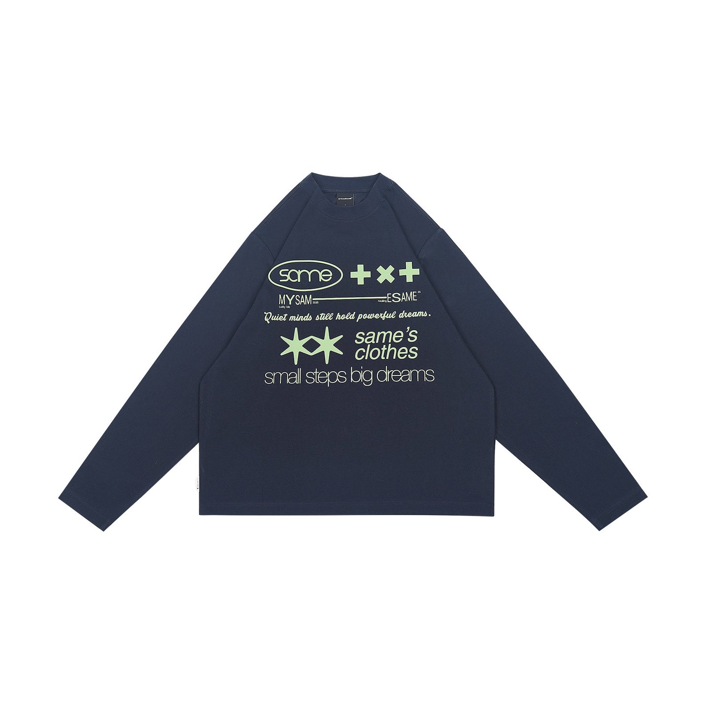 Letter Print Long Sleeve Shirt - Navy