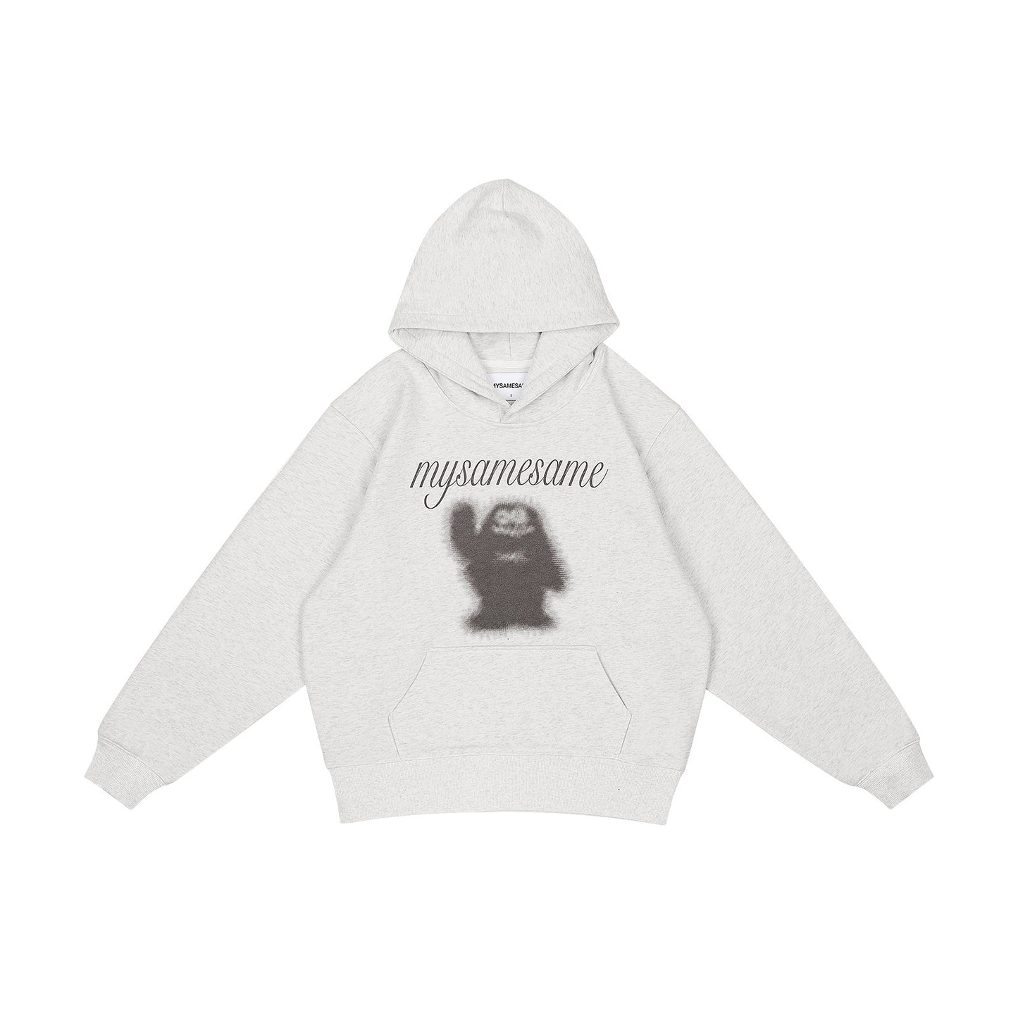 Logo Letter Monster Pattern Print Hoodies - Light Gray