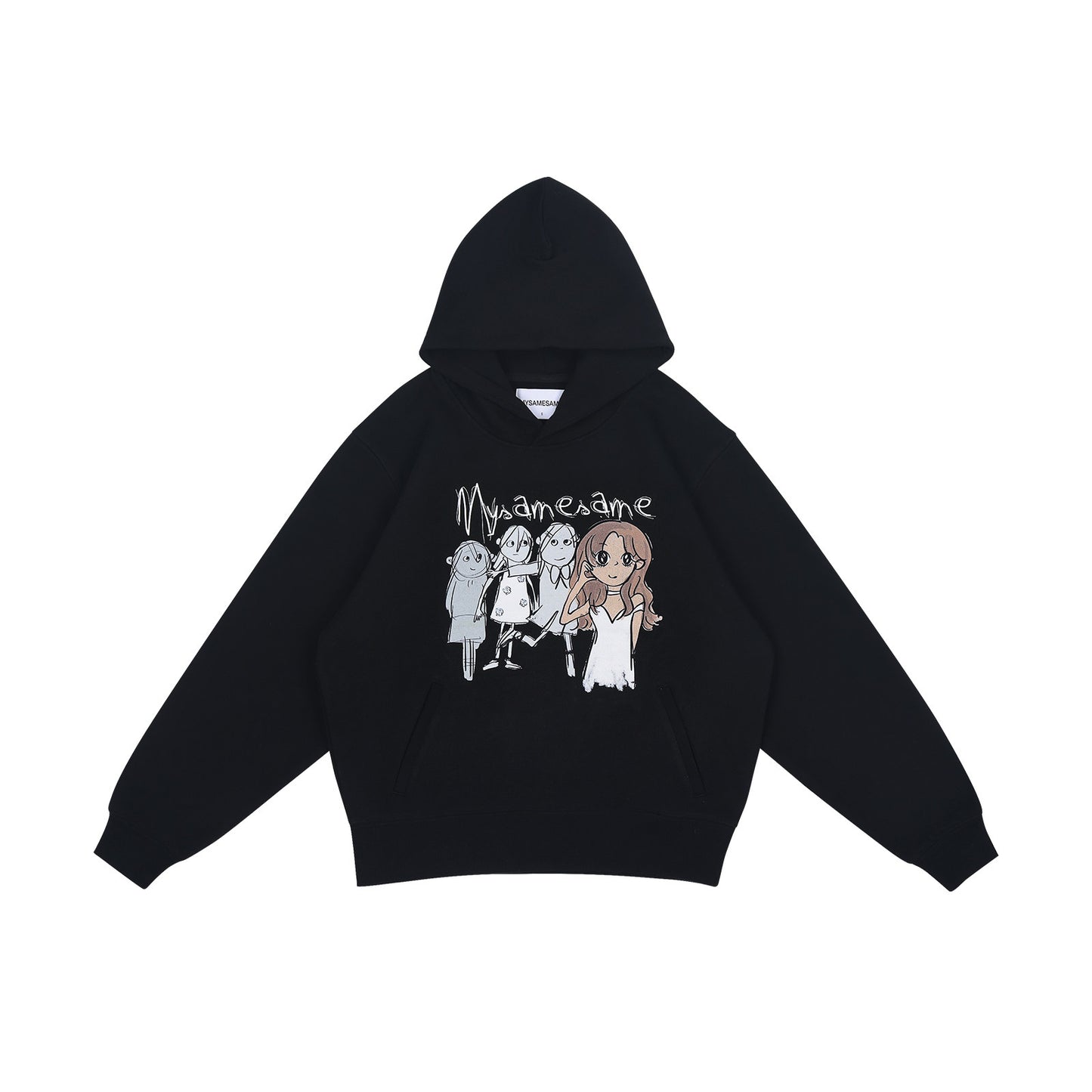 Graffiti Print Hoodies Women - Black