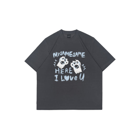 SAMESAME Graffiti Letter Print T-shirt - Dark Gray