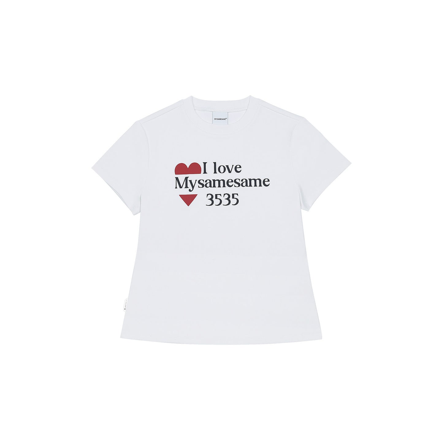 SAMESAME Simple Heart-shaped Letters Print Tee - White