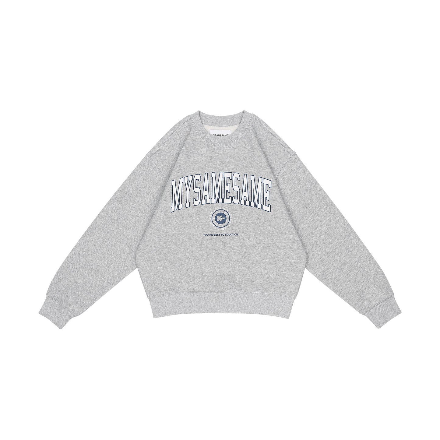 Letter Print Basic Sweatshirt - Gray