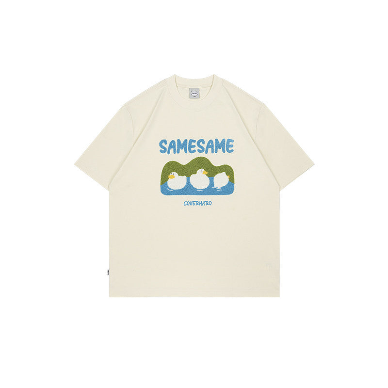 SAMESAME Logo Duck Embroidery T-shirt - Beige