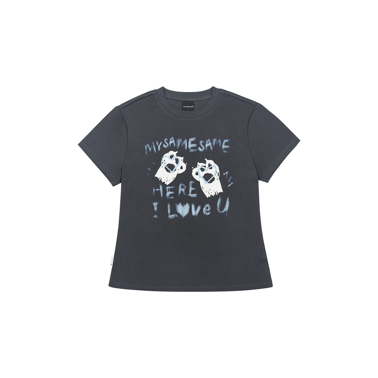 SAMESAME Graffiti Letter Print T-shirt - Dark Gray