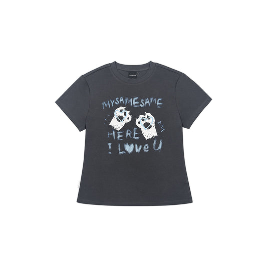 SAMESAME Graffiti Letter Print T-shirt - Dark Gray