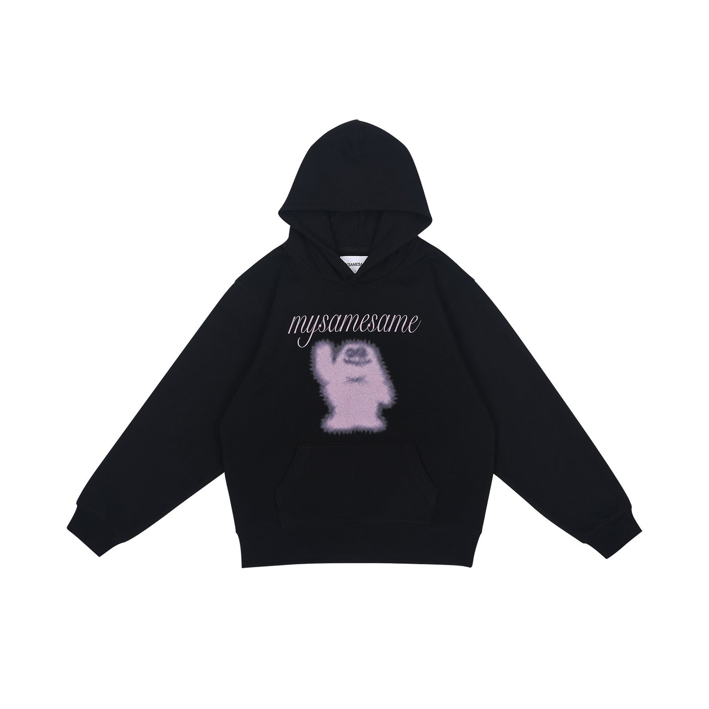 Logo Letter Monster Pattern Print Hoodies - Black