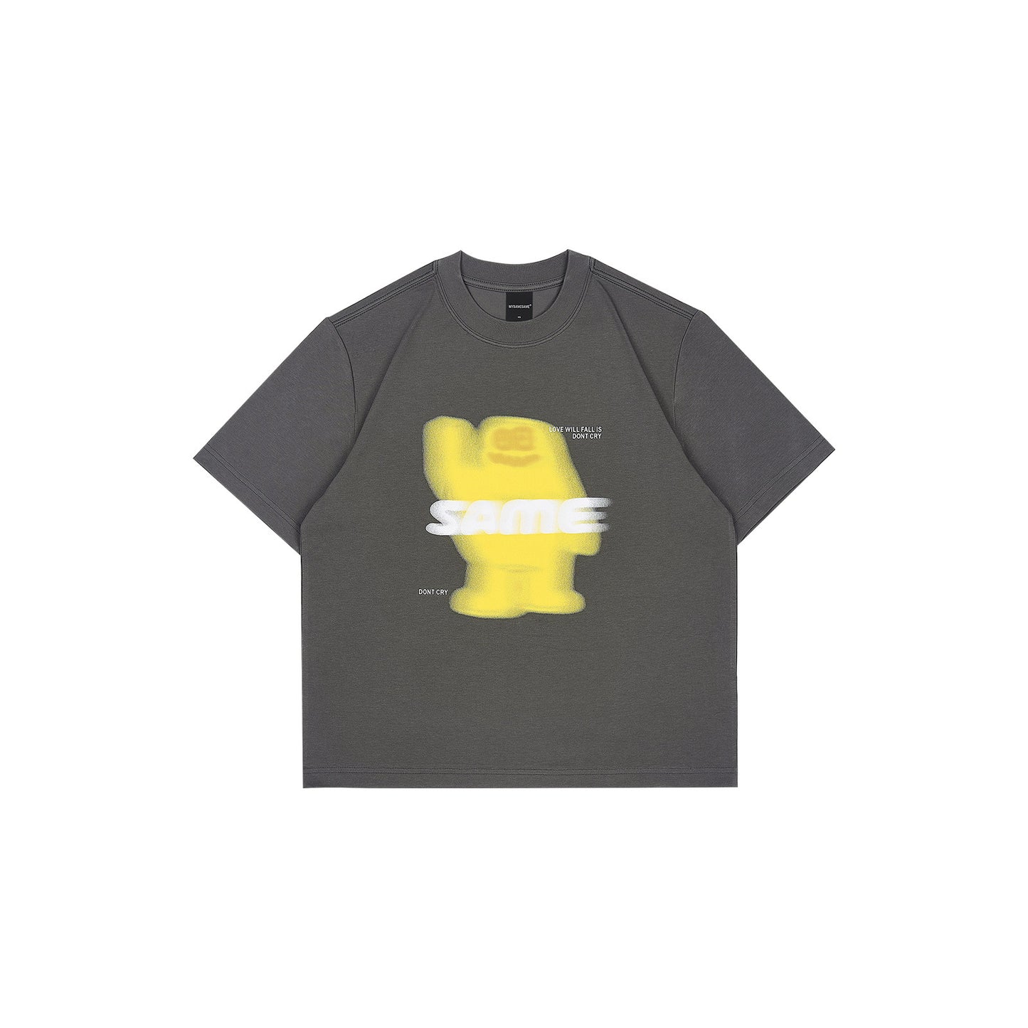SAMESAME Logo Print Casual Graphic Tee - Dark Gray