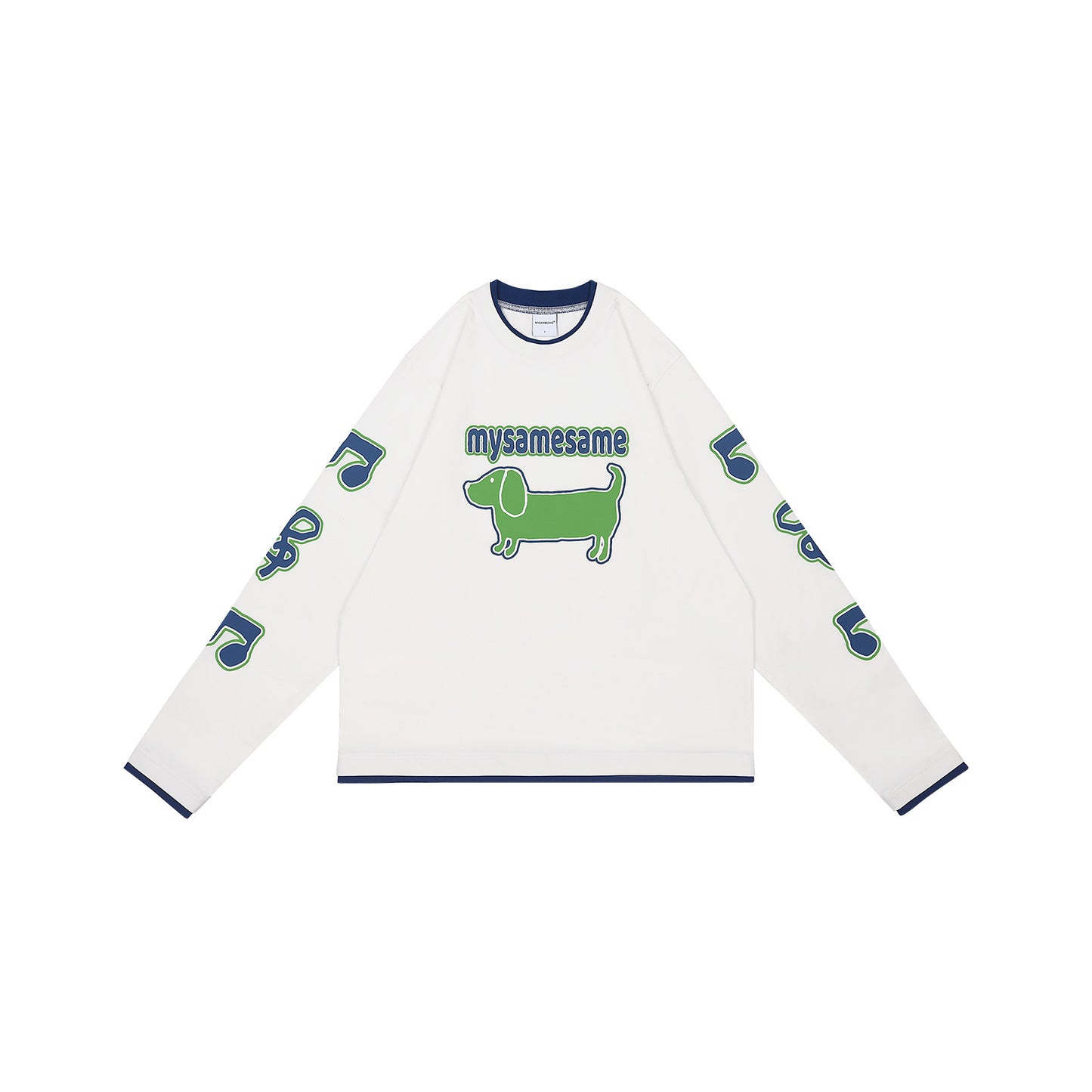 Cute Dachshund Dog Print Long Sleeve Shirt - White