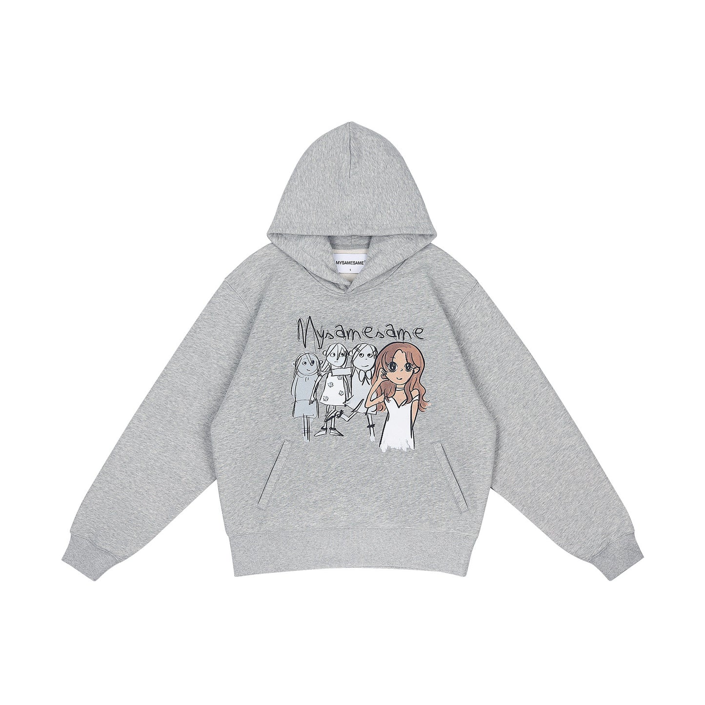 Graffiti Print Hoodies Women - Gray