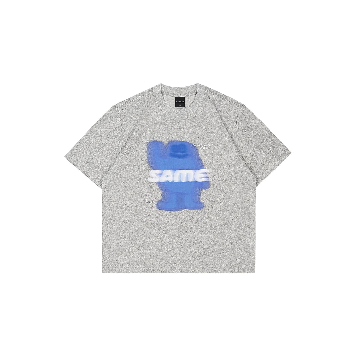 SAMESAME Logo Print Casual Graphic Tee - Gray